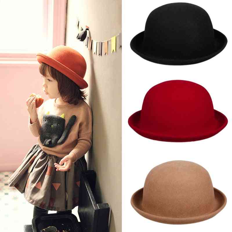 Girl's Wool Cute Bowler Cap, Derby Party Street Show Hats