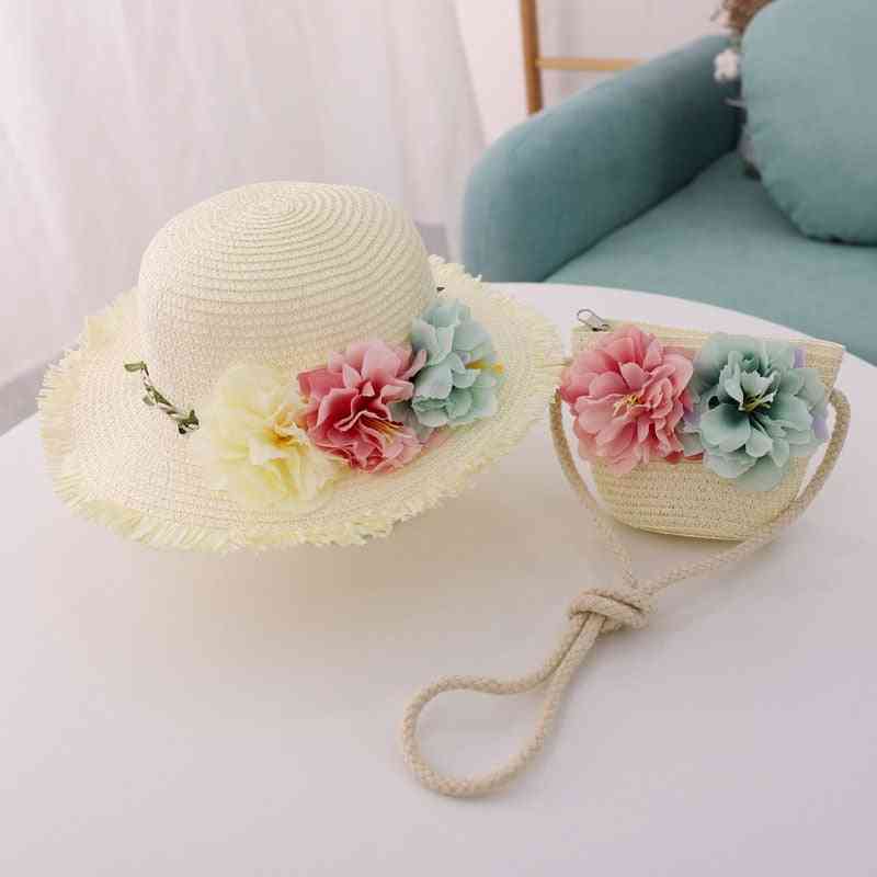 Baby Summer Straw Hat, Matching Bag