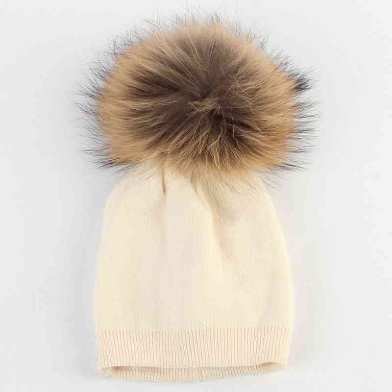 Baby Beanie Hat, Autumn Wool Pompon Hat