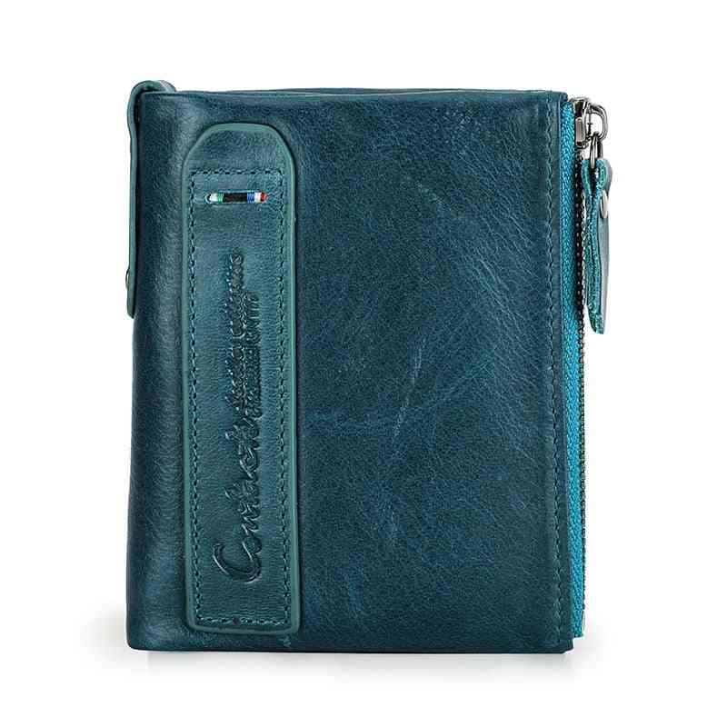 Women Fashion, Genuine Leather Wallet With Double Zipper Purse