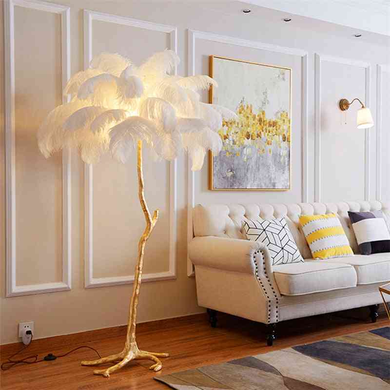 Nordic Luxury Ostrich Feather Standing Floor Lamp