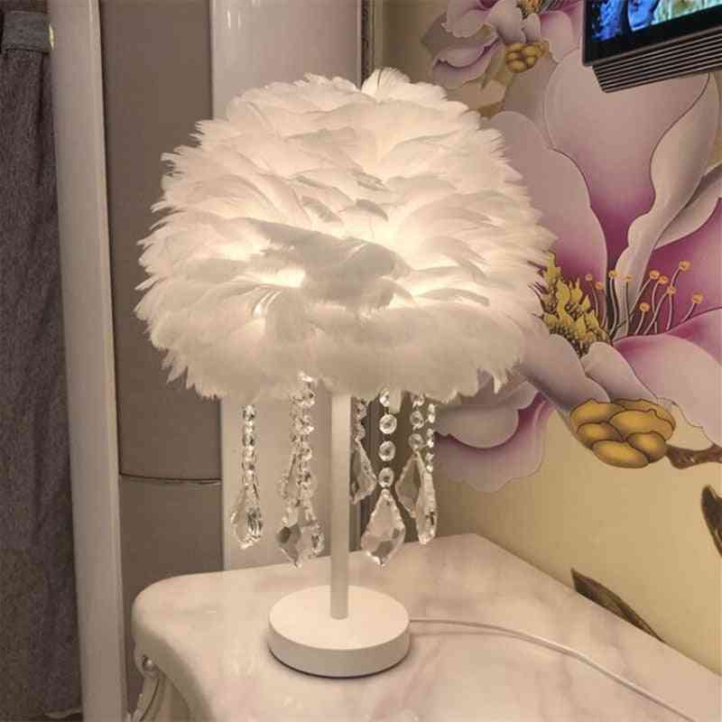 Lampe de table en cristal d'art de lumière de plume moderne