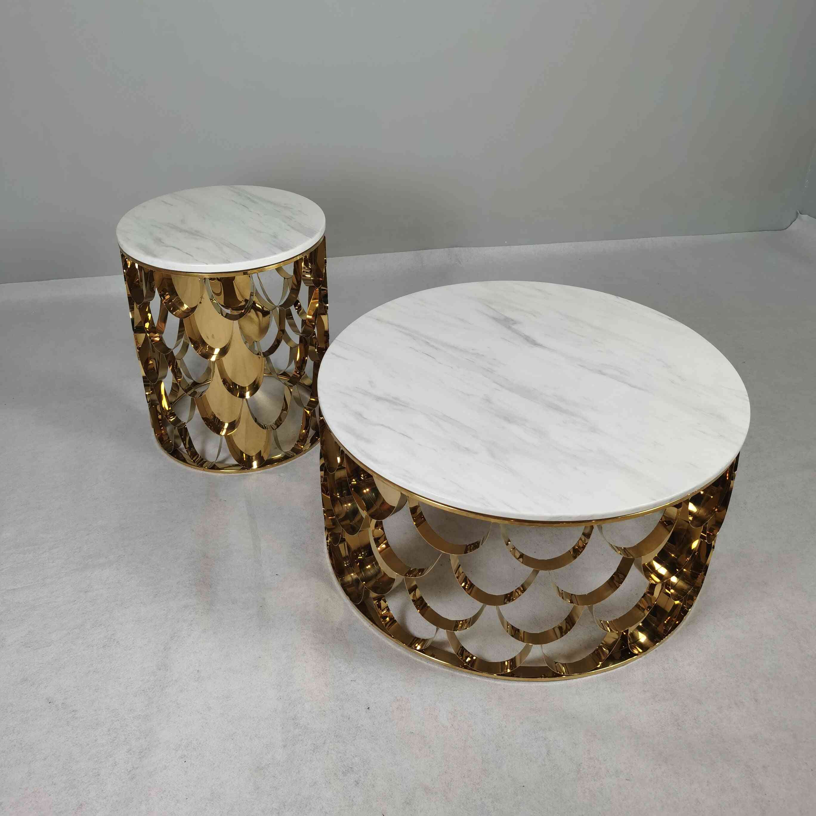Modern Light Luxury Marble/glass Table Top Stainless Steel