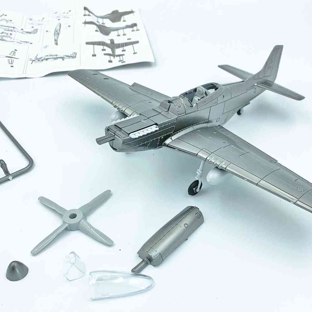 4d mustang fighter samle model, verdenskrig puslespil flyvemaskine legetøj