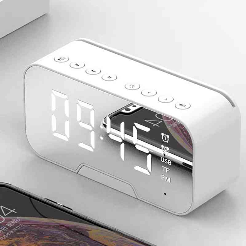 Popular Wireless Bluetooth Speaker Alarm Clock Built-in Mic Supper Subwoofer Bluetooth Clock Home Portable Fm