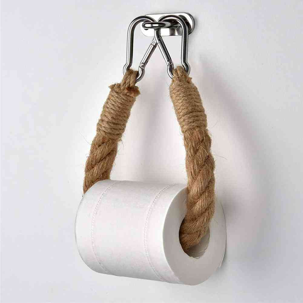 Punch Free Toilet Paper Hanging,  Hotel Hemp Rope Holder