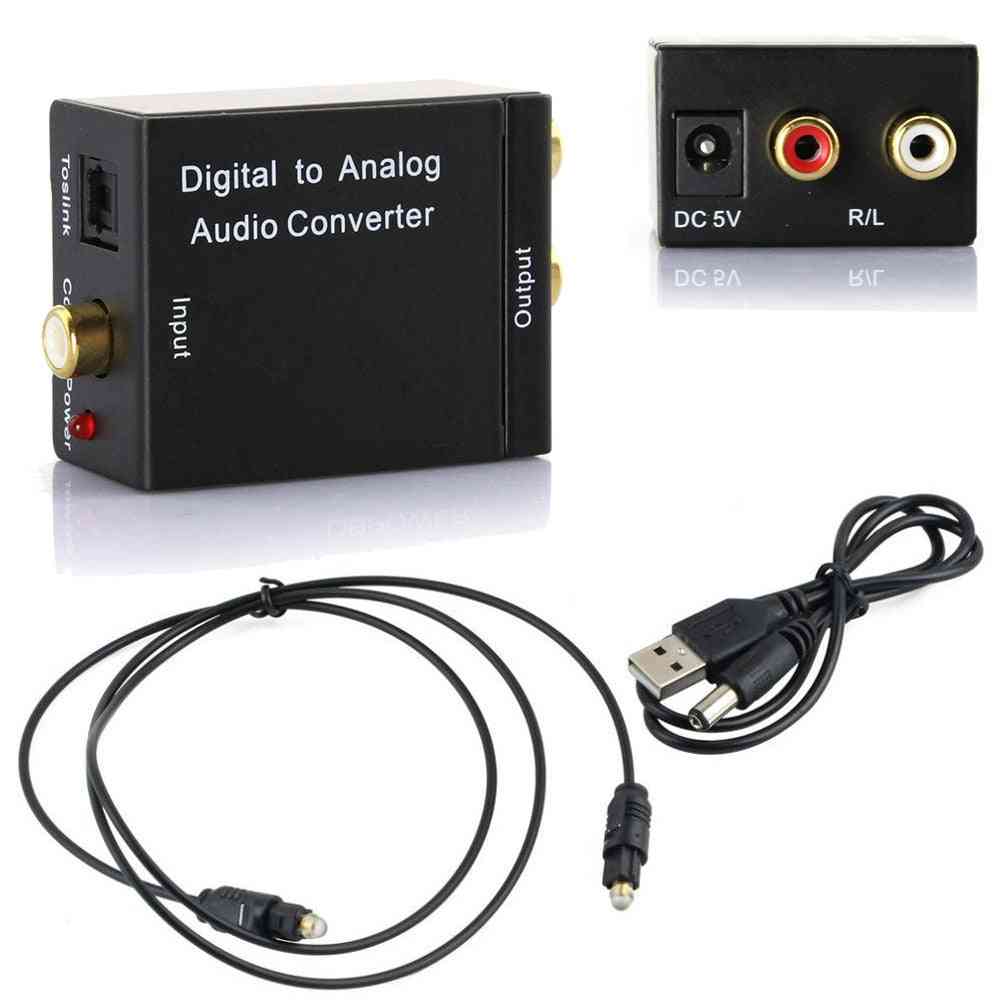 Digital til analog lydkonverter optisk rca l / r lydkonverter adapterforstærker