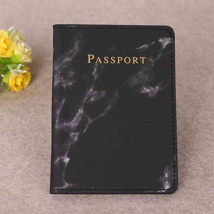 Passport Cover Pu Leather Marble Style Travel Id Credit Card