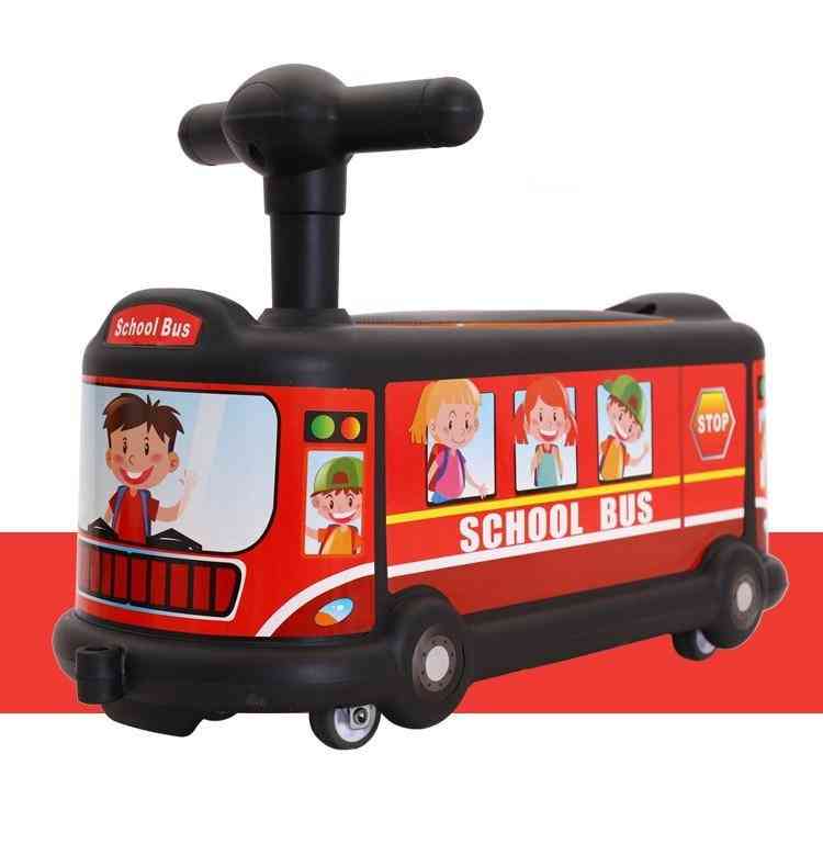 Zvijajoči se avtobus risanega avtomobila 1-3 let star dojenček, ki se vozi, univerzalna tiha vožnja z rolanjem