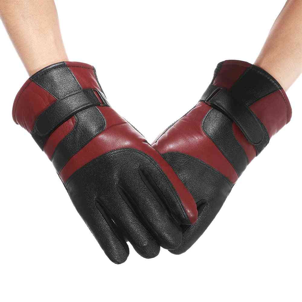 Unisex vinter læder fløjl handsker