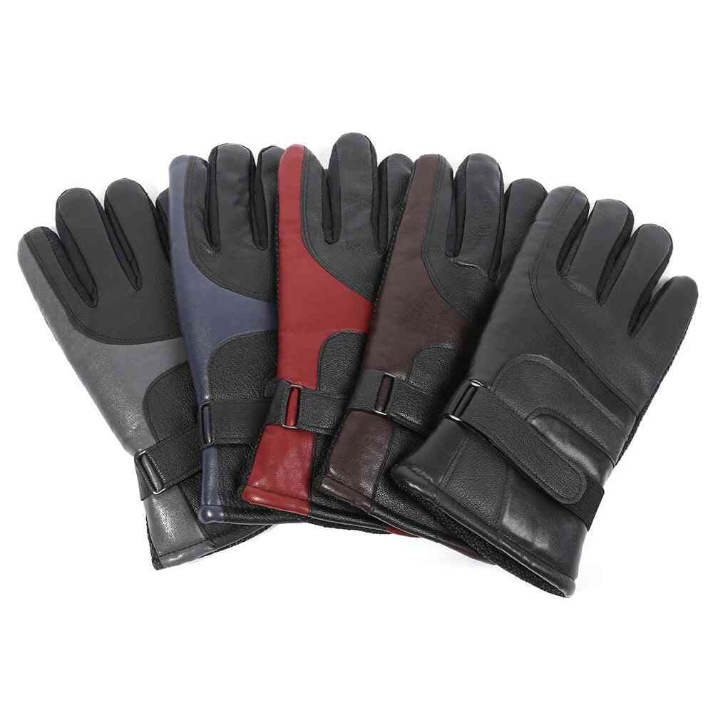 Unisex Winter Leather Velvet Gloves