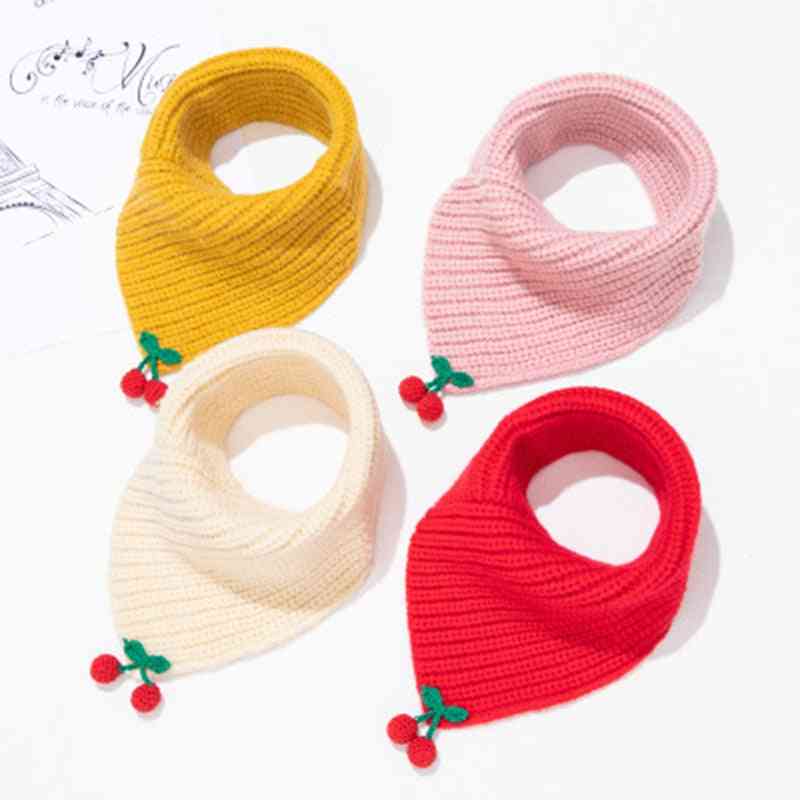 Children's Wool Windproof Collar Cute Cartoon Cherry Knit Baby Ring Neck Scarves