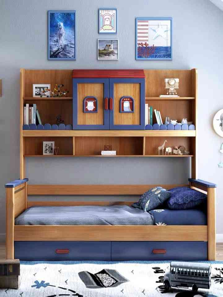 Children's Solid Wood Bed With Wardrobe Combination