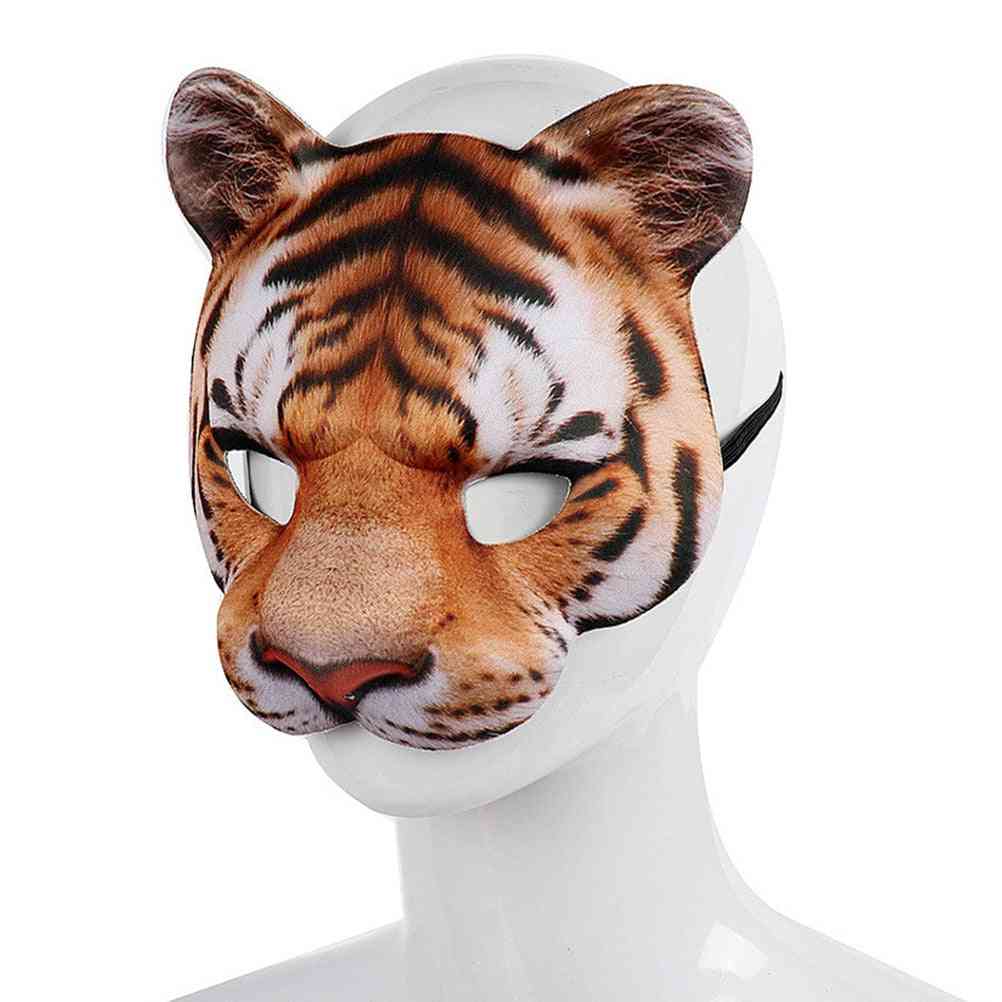 Tigrova maska za cosplay, eva pol obraza za praznike, zabave, maske za kostume z maskenbalom, rekviziti v obliki živali