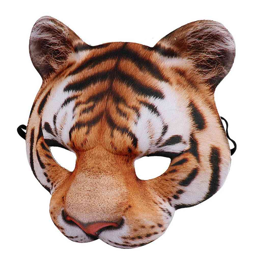 Tigrí cosplay maska, eva polovičná tvár na oslavu, párty, masky na kostýmy maškarného plesu, rekvizity v tvare zvierat