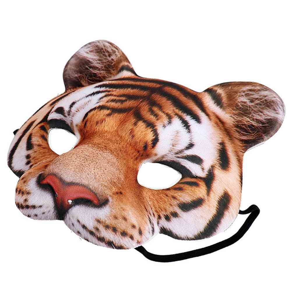 Maschera cosplay tigre, mezza faccia eva per feste, feste, maschere in costume da ballo in maschera, oggetti di scena a forma di animale