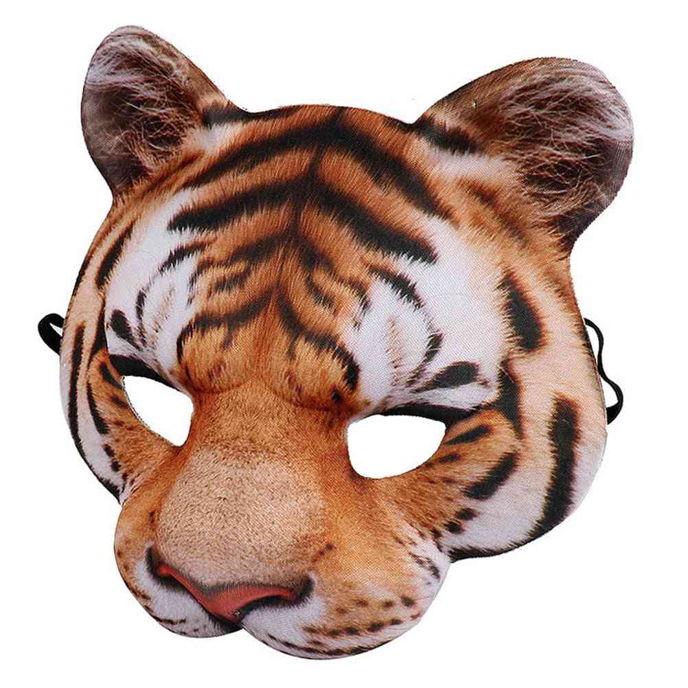 Maschera cosplay tigre, mezza faccia eva per feste, feste, maschere in costume da ballo in maschera, oggetti di scena a forma di animale