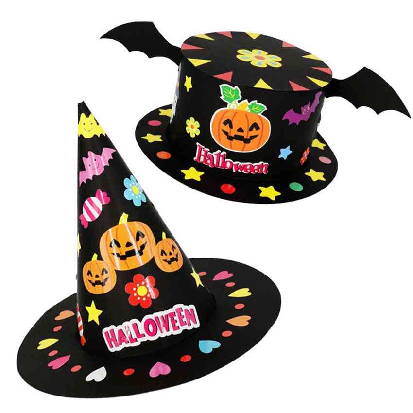 Halloween Diy Hat, Handmade, Cartoon Party Decoration Hats, Paper Cap, Crown Crafts Toy