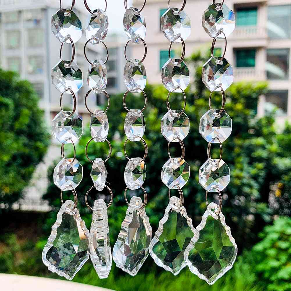 Glass Prisms Chandelier Lamp Parts Maple Leaf Crystal Bead