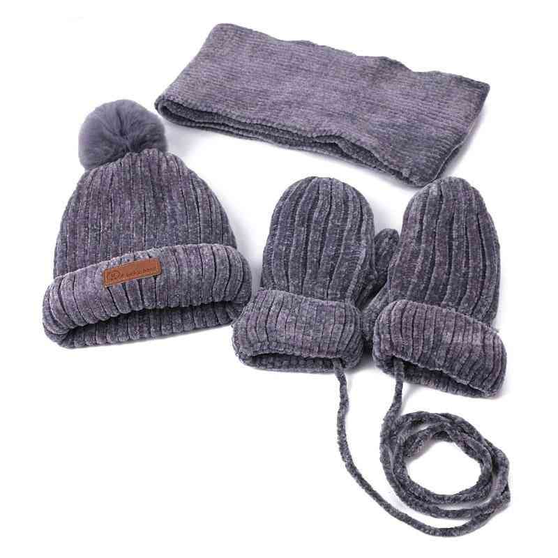 Børn vinter pom hat tørklæde handsker sæt