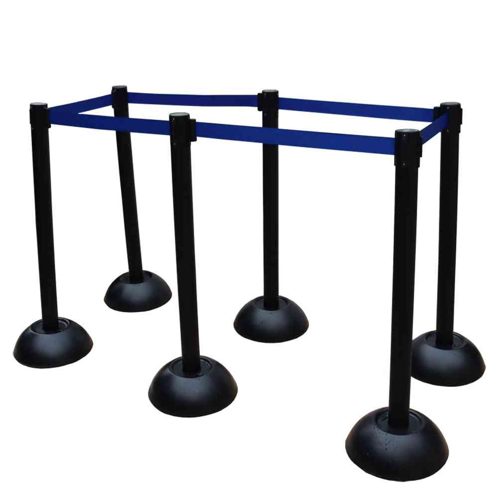 Plastic Crowd Control Barrier & Post Set Rope Ret Black Post Blue Rope