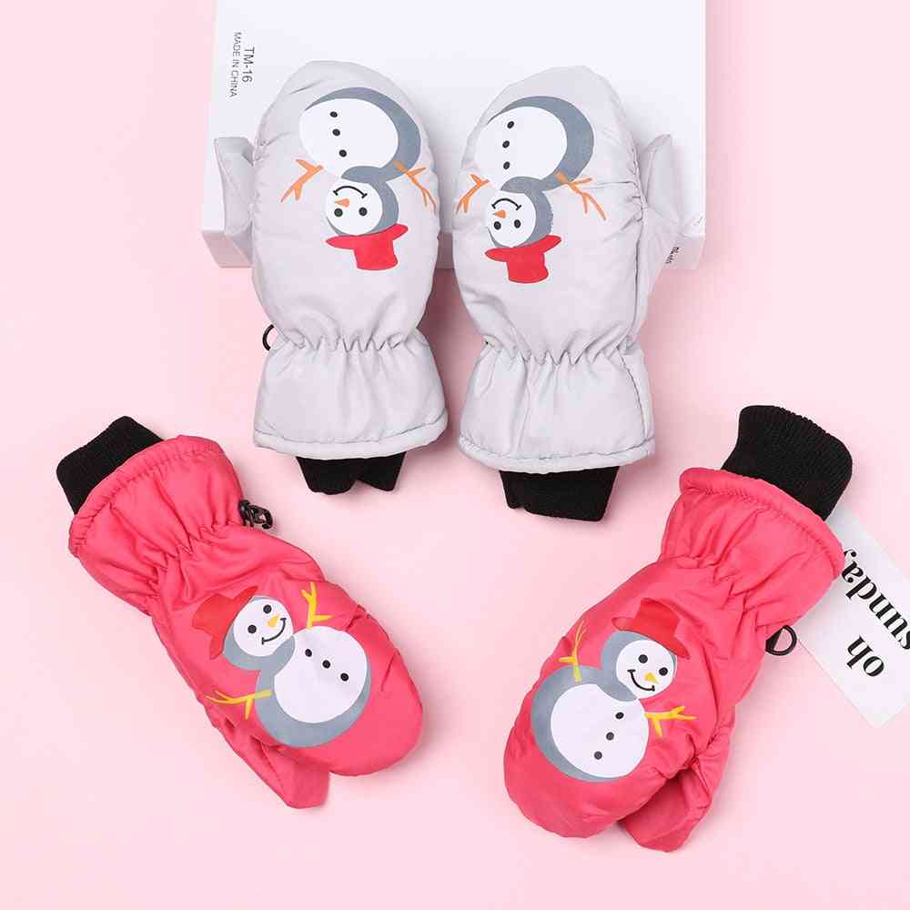1 Pair 0-5 Years Old Cute Cartoon Snowman Waterproof Windproof Non-slip Outdoor Sports Kids Gloves