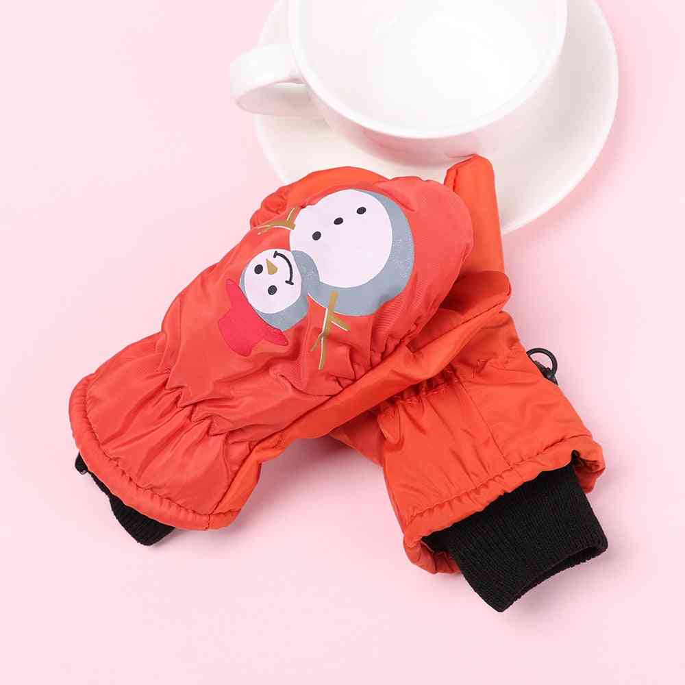1 Pair 0-5 Years Old Cute Cartoon Snowman Waterproof Windproof Non-slip Outdoor Sports Kids Gloves