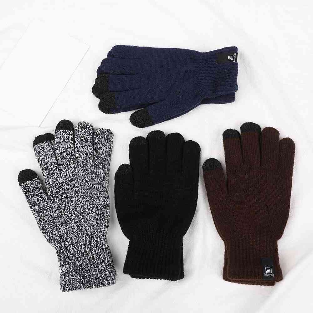 Zimné pletené vlnené dotykové obrazovky celoprstové rukavice