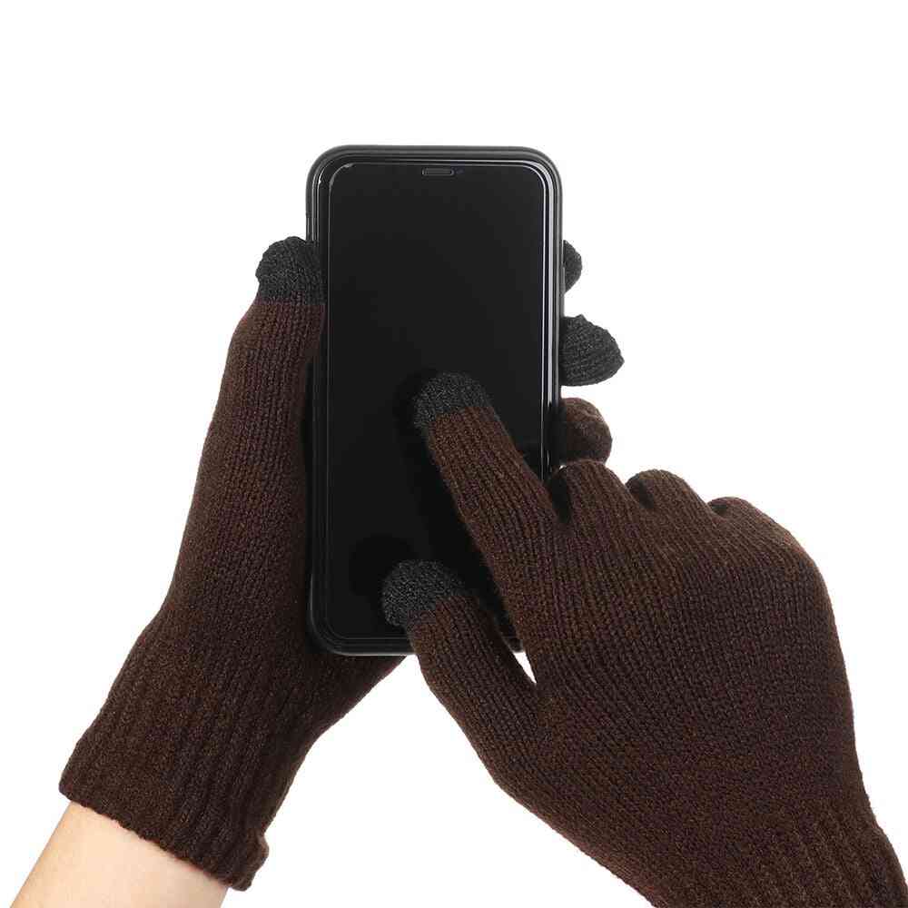 Zimné pletené vlnené dotykové obrazovky celoprstové rukavice