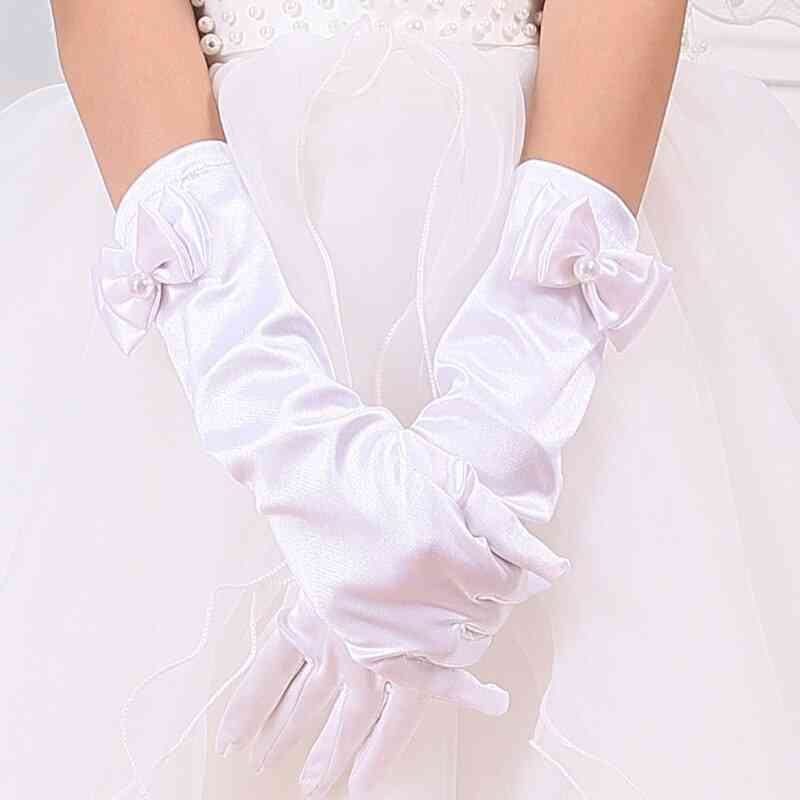 Summer- Sun Protection, Stretch Satin Bowknot, Long Gloves