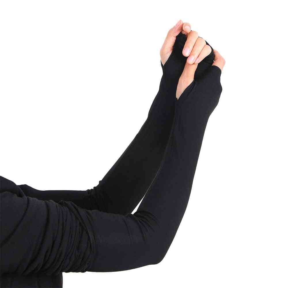 Naisten käsivarrenlämmitin puuvilla pitkät sormettomat hanskat