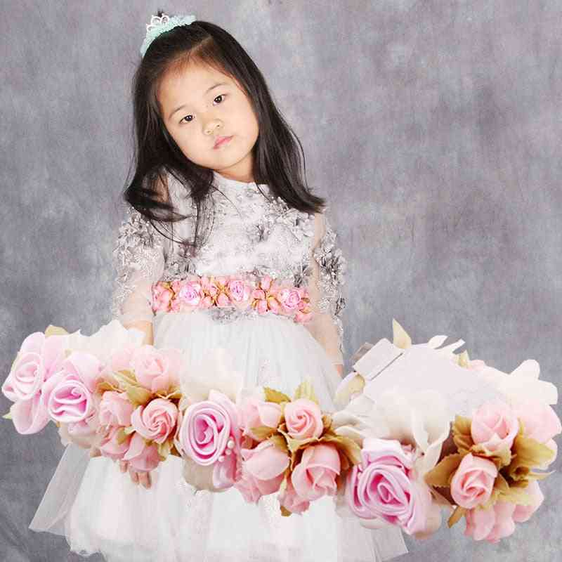 Otrok vrtnica roža bela poroka deklica pasu poročni pasovi
