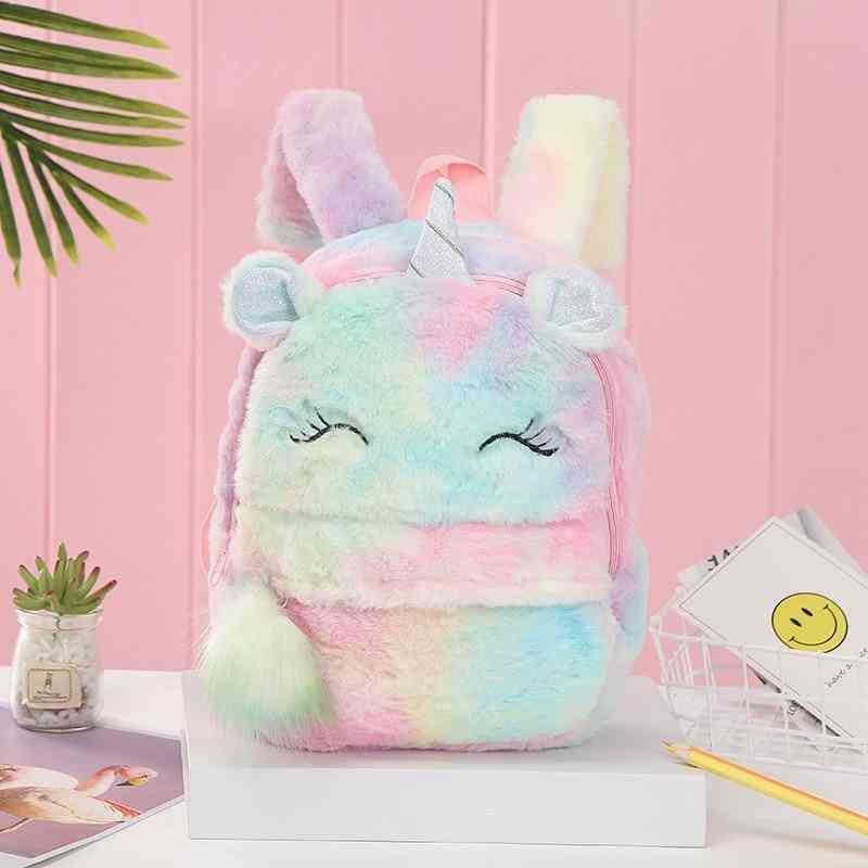 Cute Cartoon Backpack Girl Plush Unicorn Backpacks