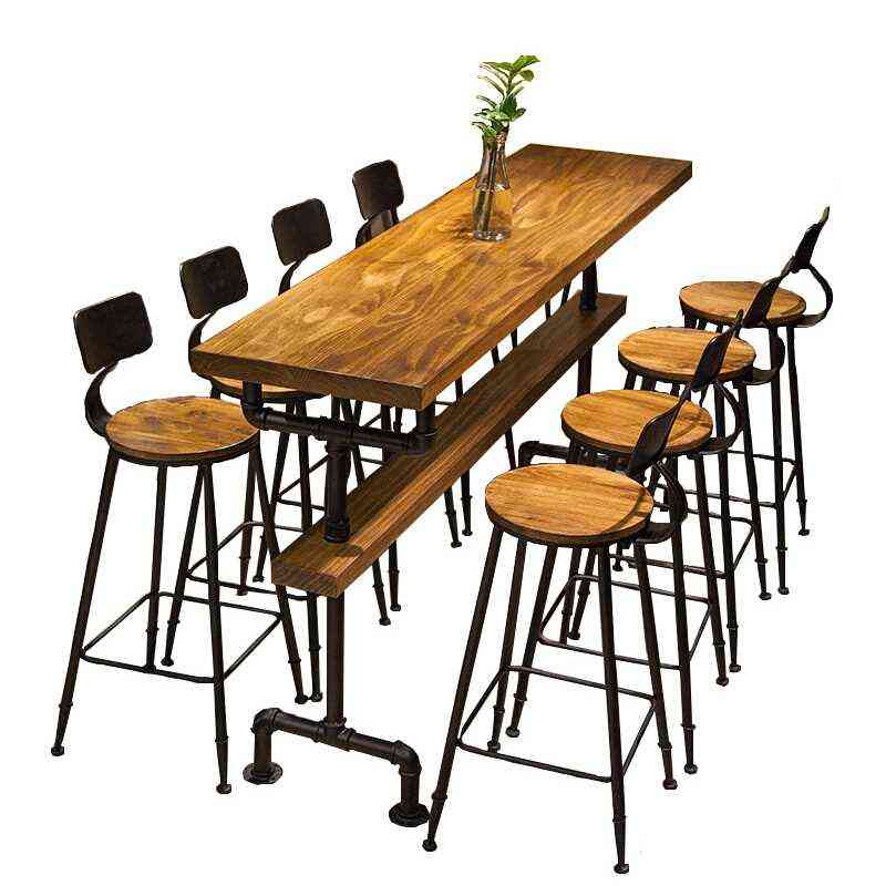 Tables mange-debout murales en bois massif pour café rétro 8342