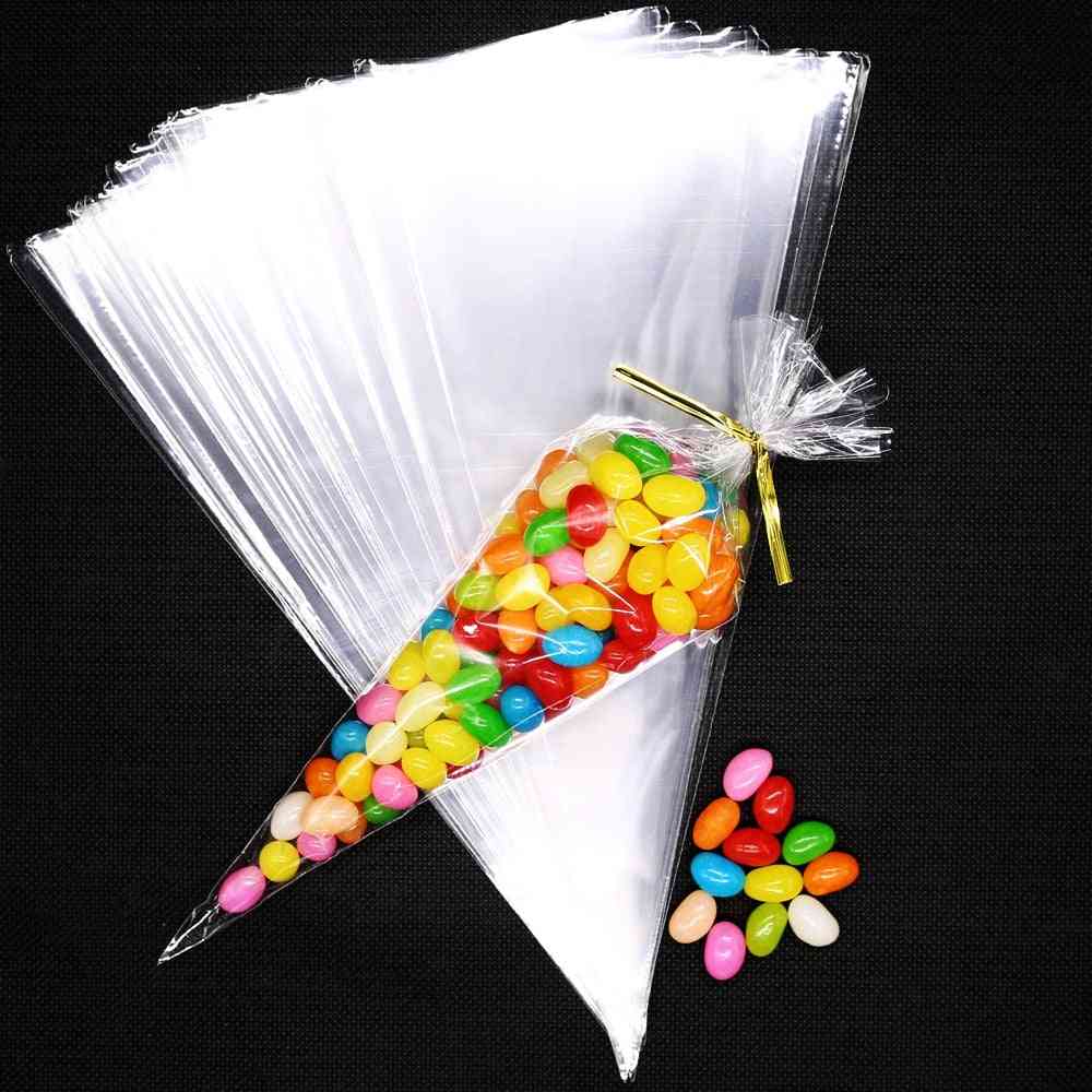 Transparent Packing Bags For Wedding, Birthday Party, Sweet Cone Storage Bag