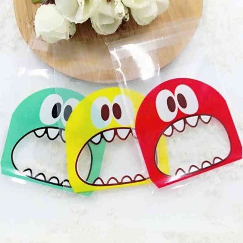 Cartoon Monster Cookie & Candy Self-adhesive Plastic Bags For Biscuits, Snack