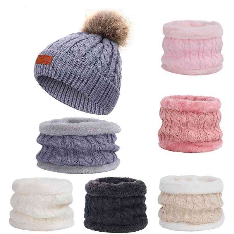Winter Warm- Soft Casual Pompom, Hat Scarf Set For,
