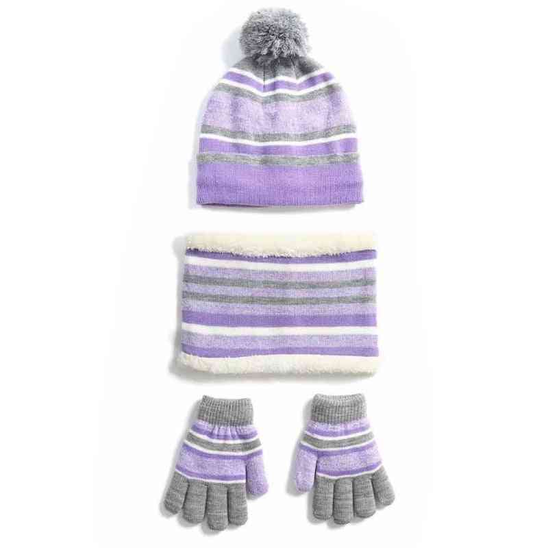 Dětská zimní pletená sada 3 kusů čepičkových šátkových rukavic
