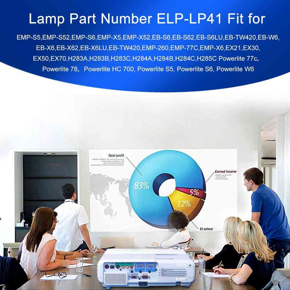 Korvaava elplp41-projektorin lamppu v13h010l41-lamppu Epson S5 S6 S6+S52 S62 x5 x6 x52 x62 ex30 ex50 tw420 w6 77c emp-H283