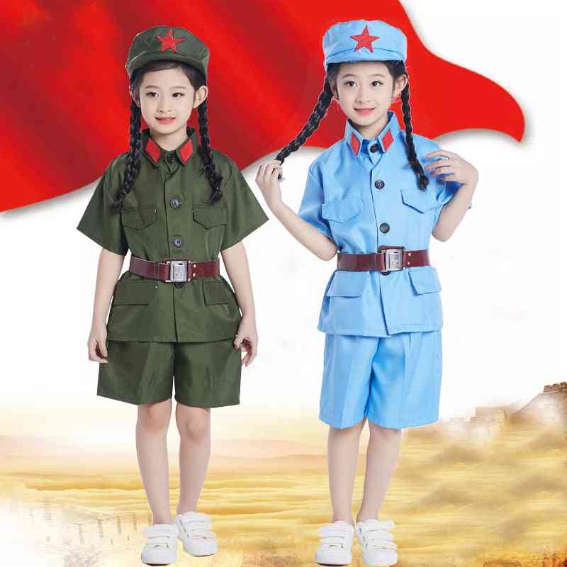 čínská červená armáda oblečení pro děti cosplay vojenská uniforma 0637