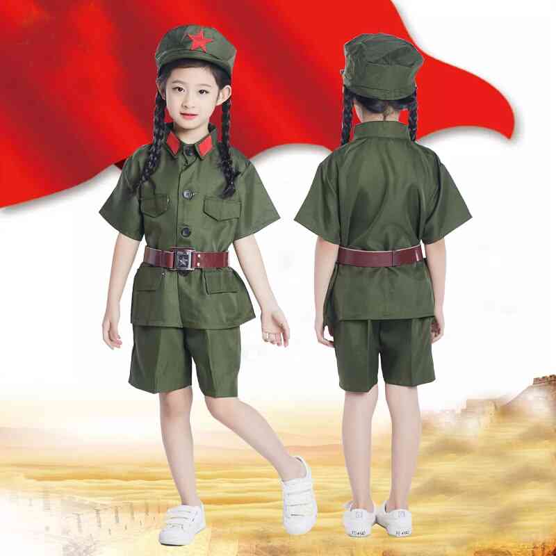 čínská červená armáda oblečení pro děti cosplay vojenská uniforma 0637