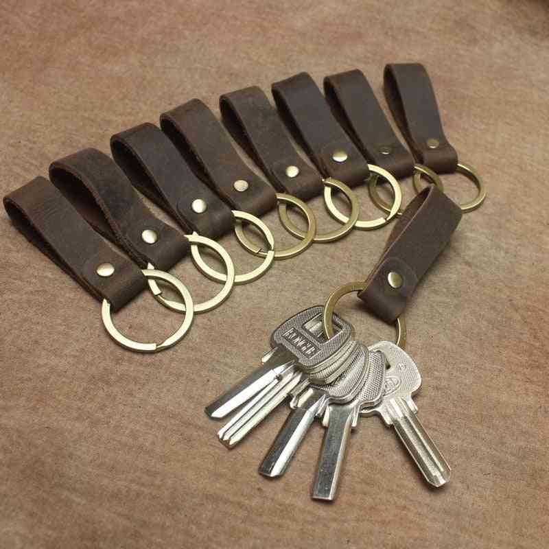 Keycordlanyards en cuir de vachette clé de téléphone en cuir de cheval fou rétro, porte-clés
