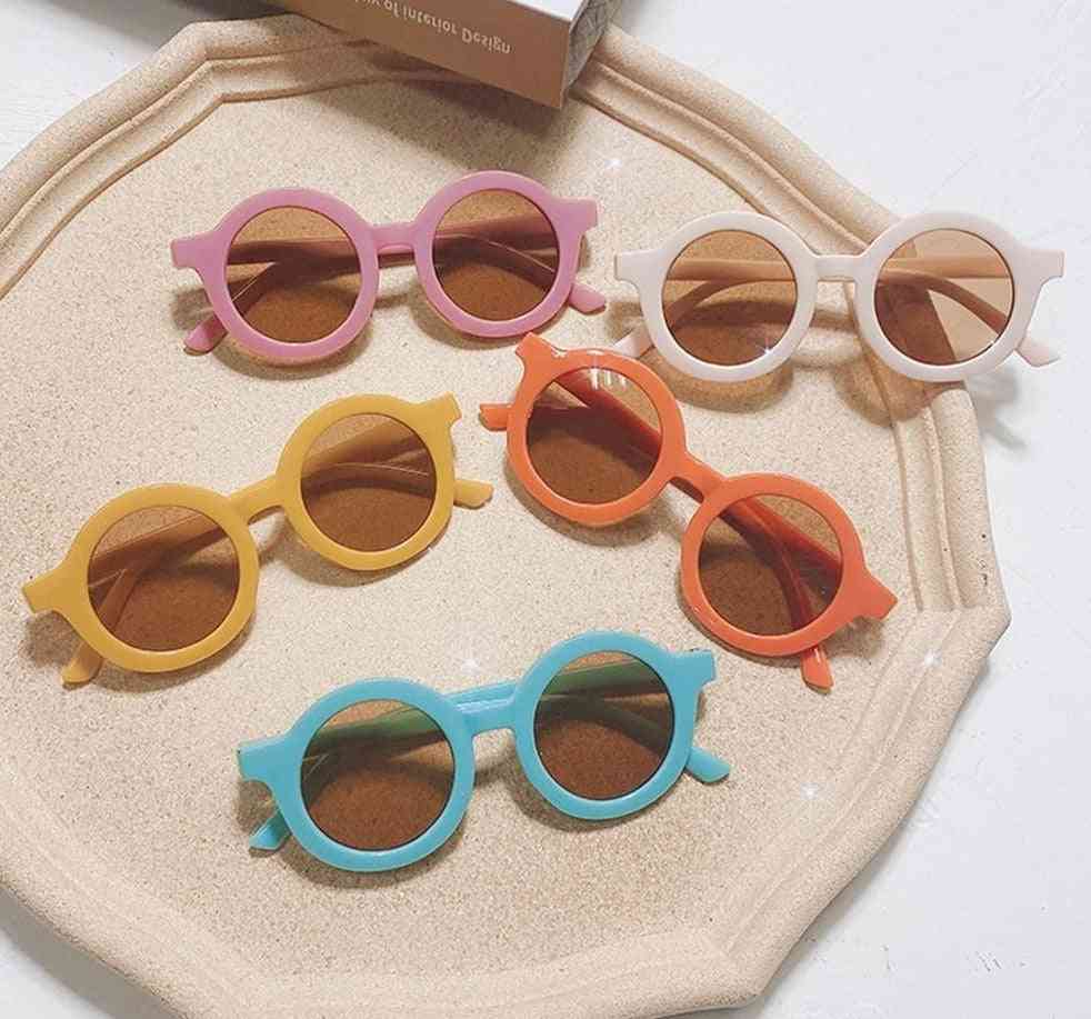 Børnemode farverige retro runde solbriller