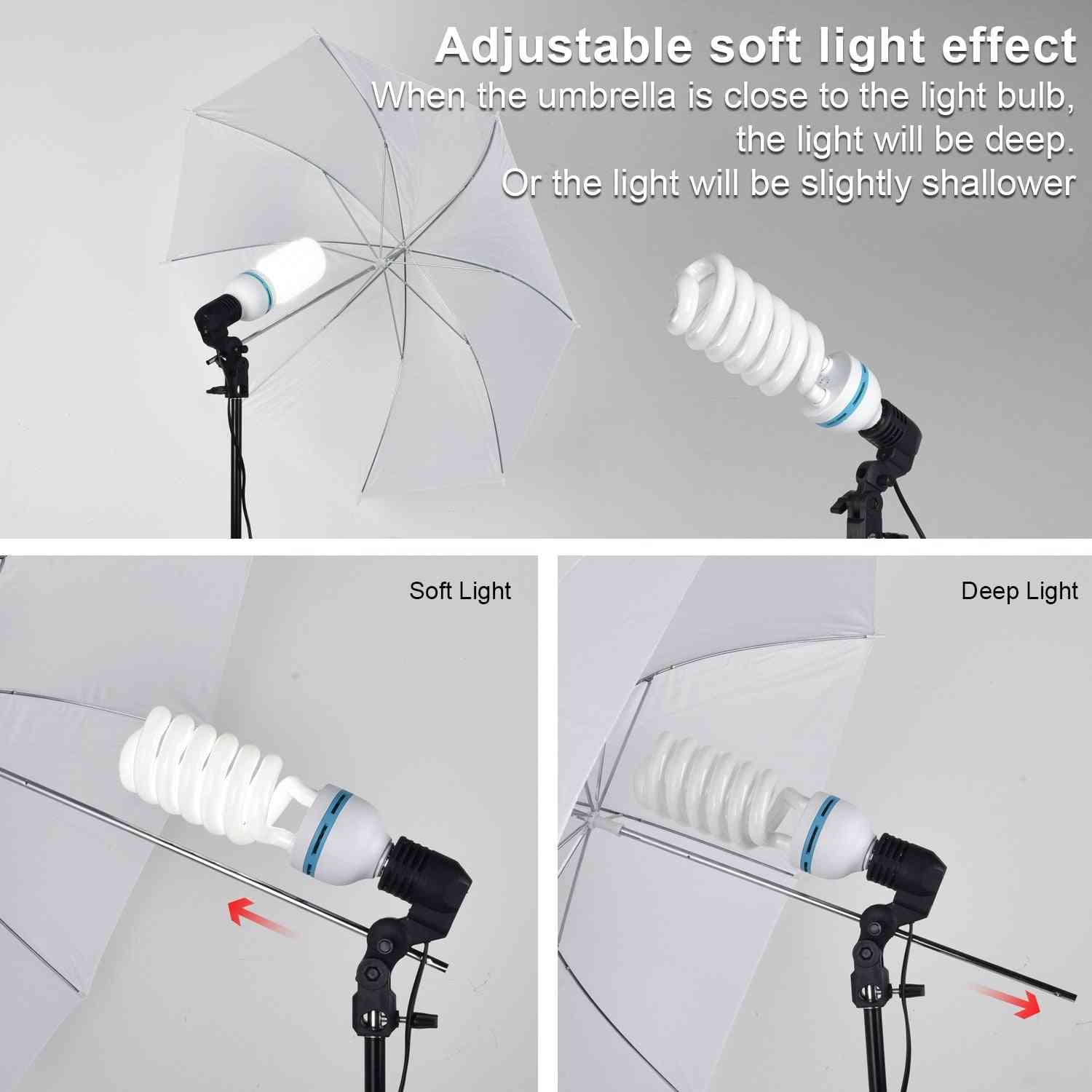Studio ombrello foto illuminazione sfondo kit + 4 fondali + 2 ombrelli + 2 lampadine * 135w + riflettore + supporto per fondale