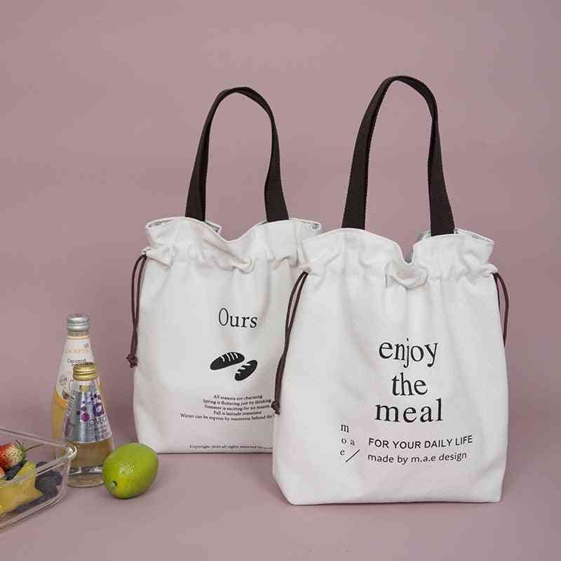 Canvas Lunch Bag, Thick Aluminium Foil Lining, Handbag, Container, School Food Storage Bags