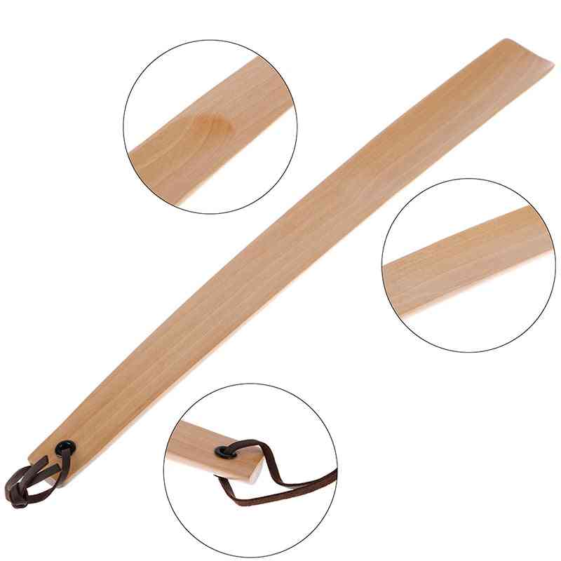 Long Handle Flexible Wood Horn Spoon Shape Shoehorn