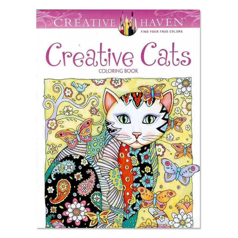 Creative Cats Coloring Book For, Adult, Relieve Stress, Kill Time, Painting Drawing Art