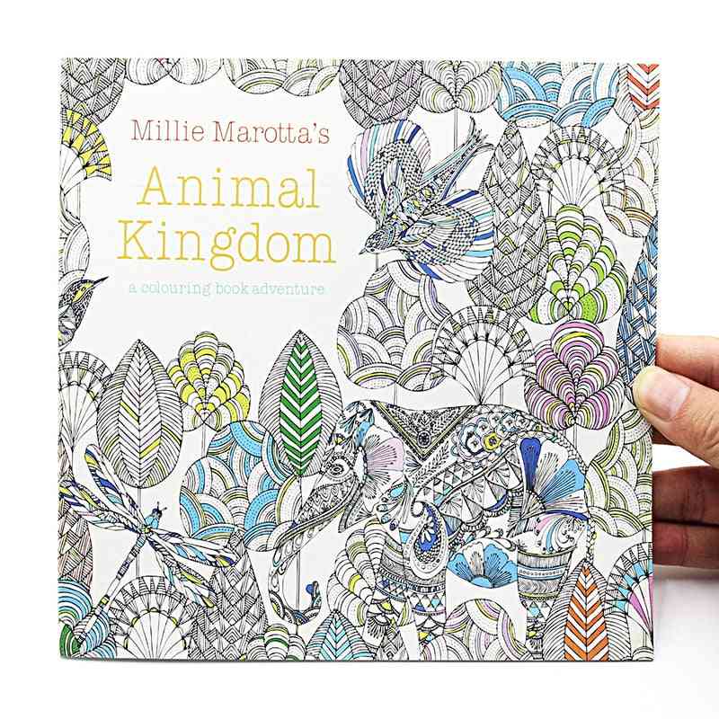 Animal Kingdom English Edition Coloring For, Adult Relieve Stress, Kill Time, Painting Drawing Book