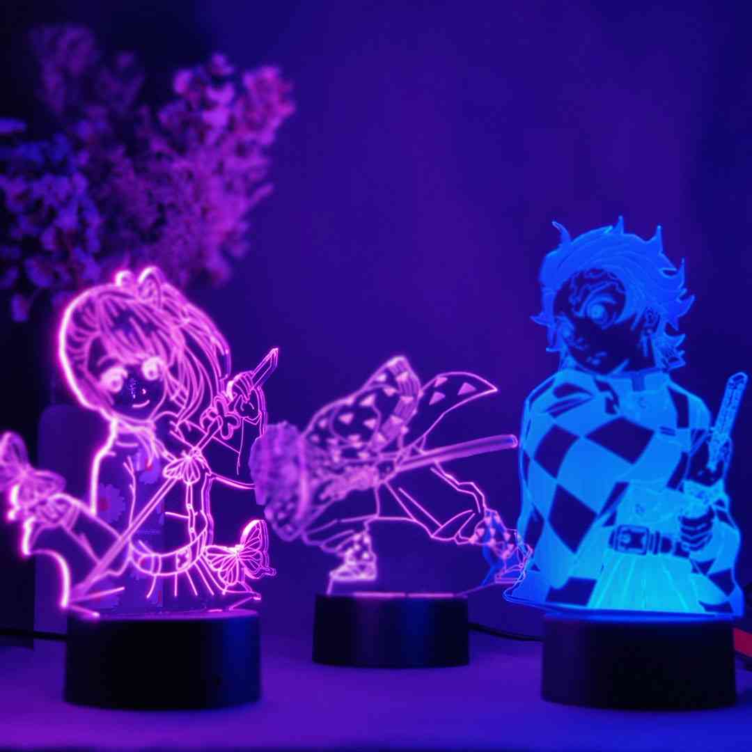 Acrylic 3d Led Sensor Night Light Anime Demon Slayer Figures Bedside Decor