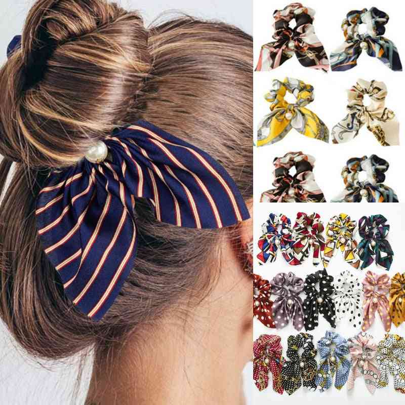 Women Cute Pearl Ponytail Holder Rubber Hair Bands